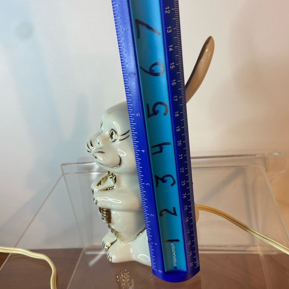 Vintage MCM Porcelain Bunny Rabbit w/ BowTie Children’s Night Light, White/Gold - Picture 9 of 9